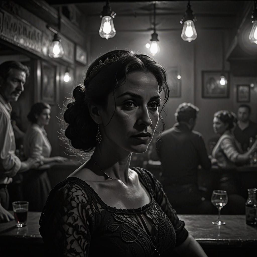 Flamenco Dancer in Muted Nightclub