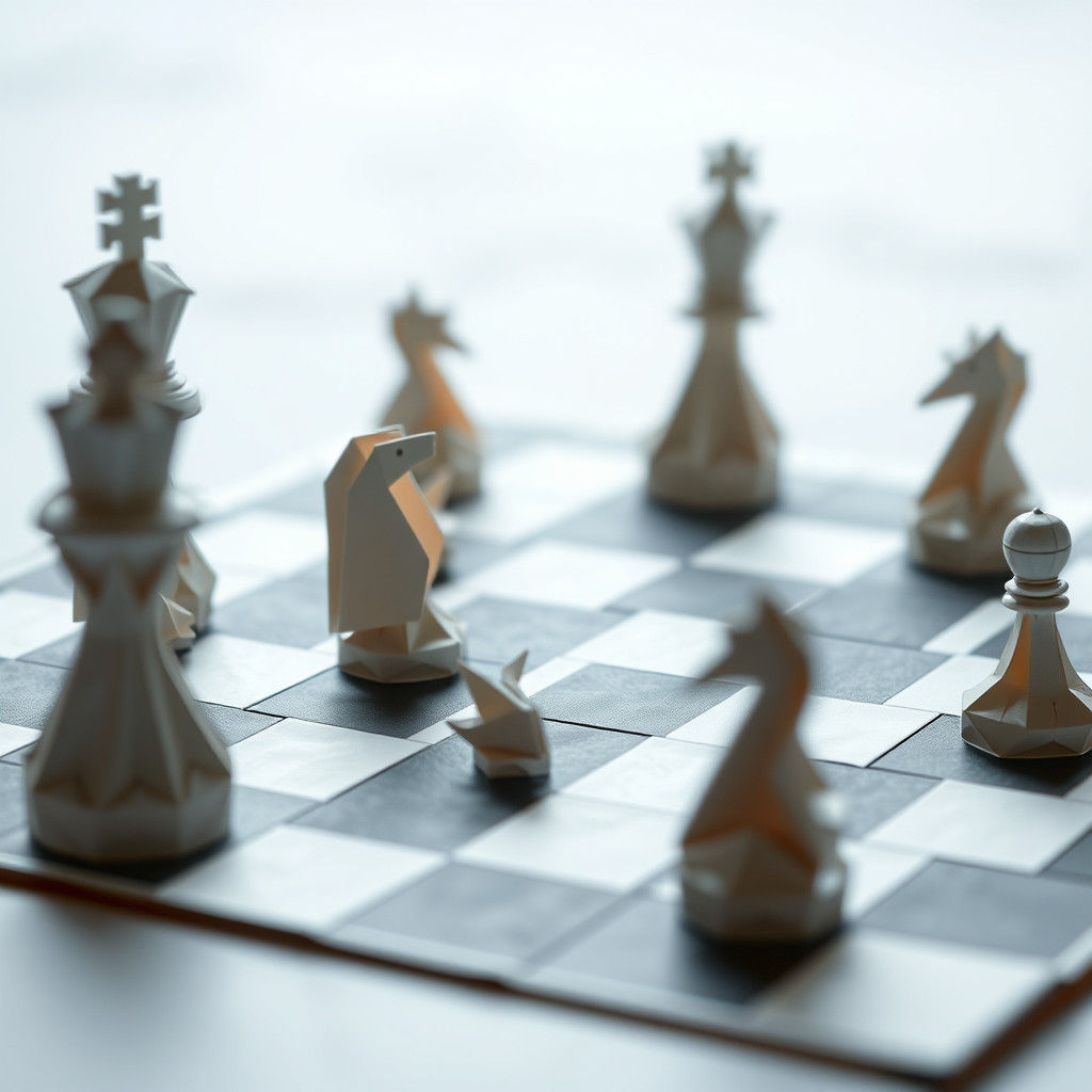 Origami Chessboard in Dreamy Watercolor Style