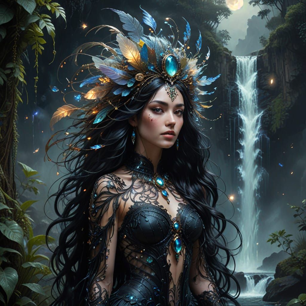 Ethereal Goddess Amidst Whispers of the Night