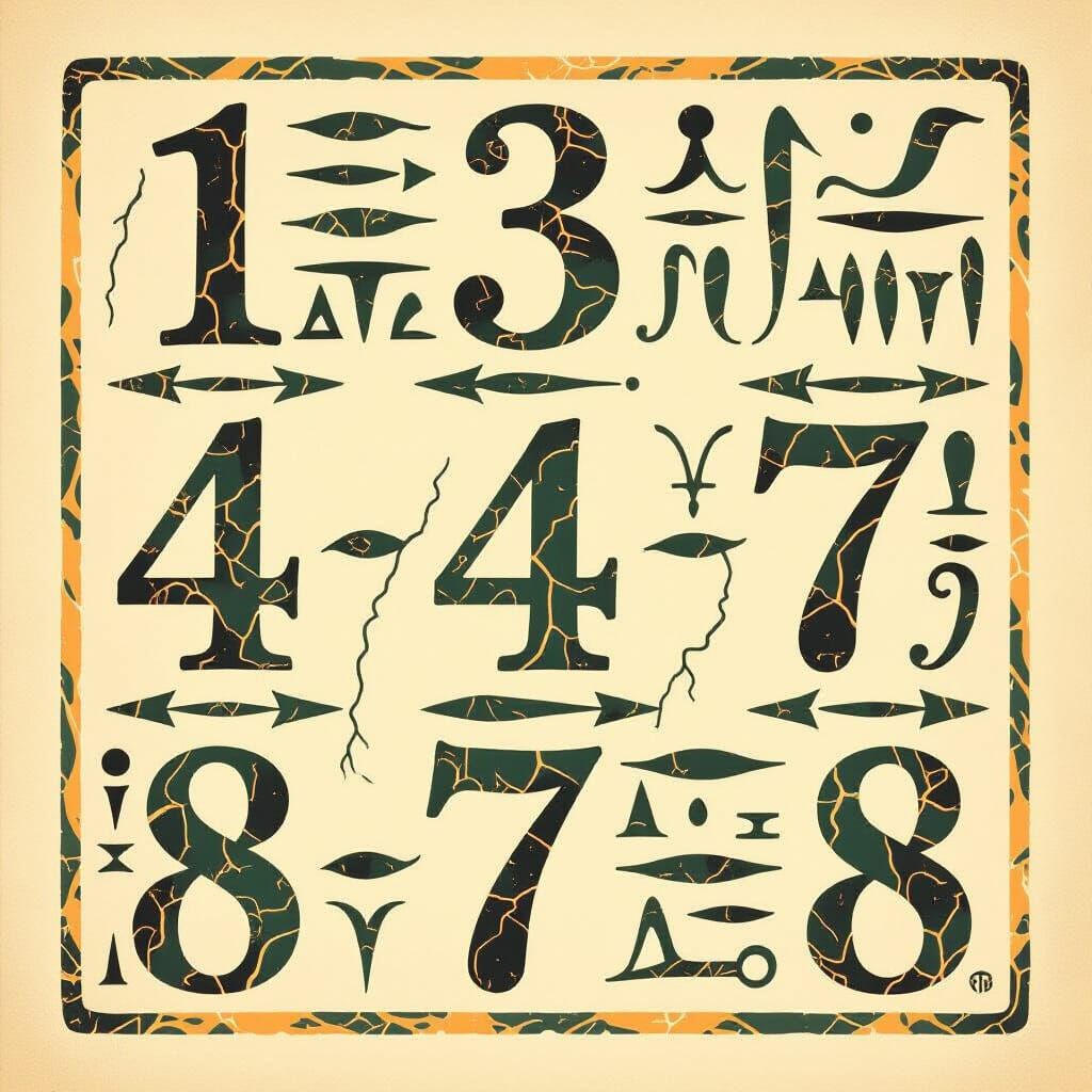 Egyptian Hieroglyphs with Dark Orange and Lightning