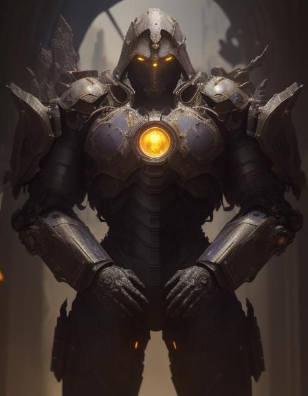 Epic Iron Golem Mech in Dark Fantasy Style