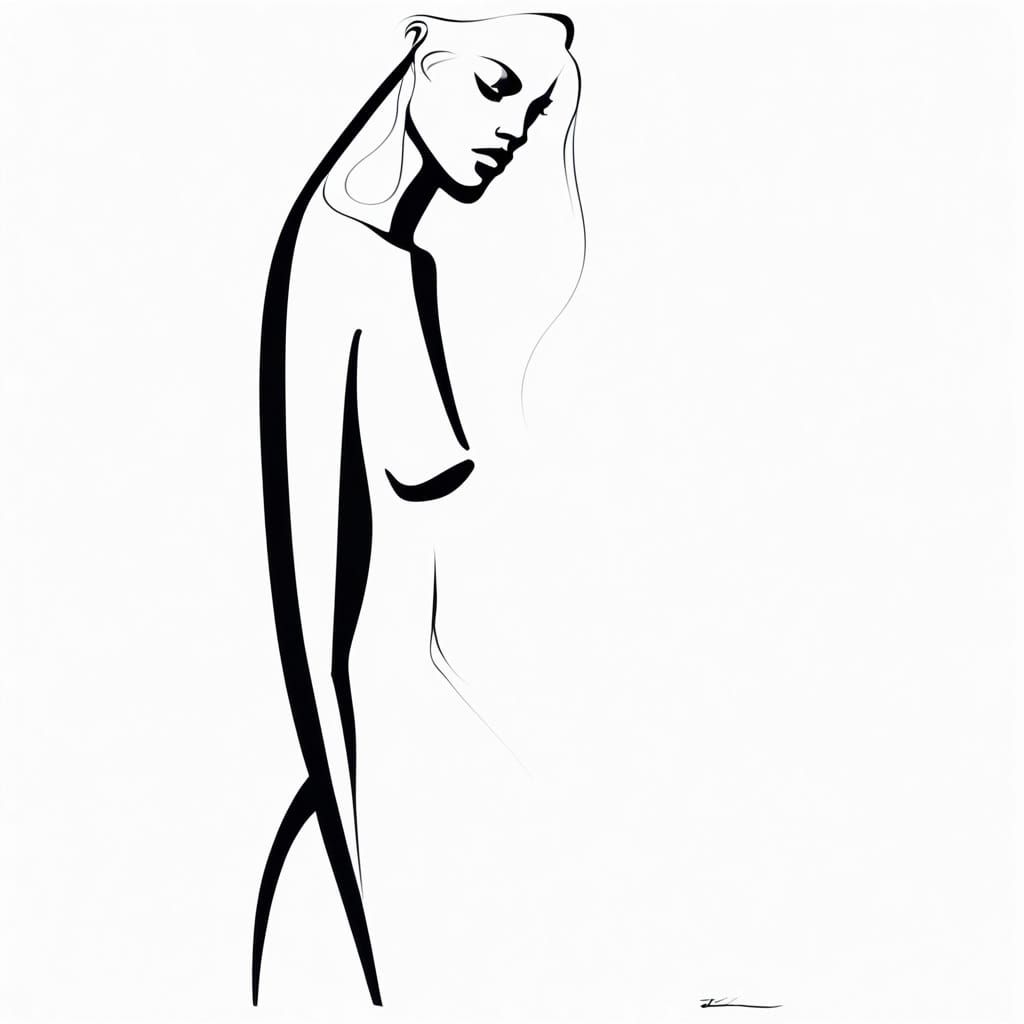 Seductive Silhouette in Minimalist Picasso Style