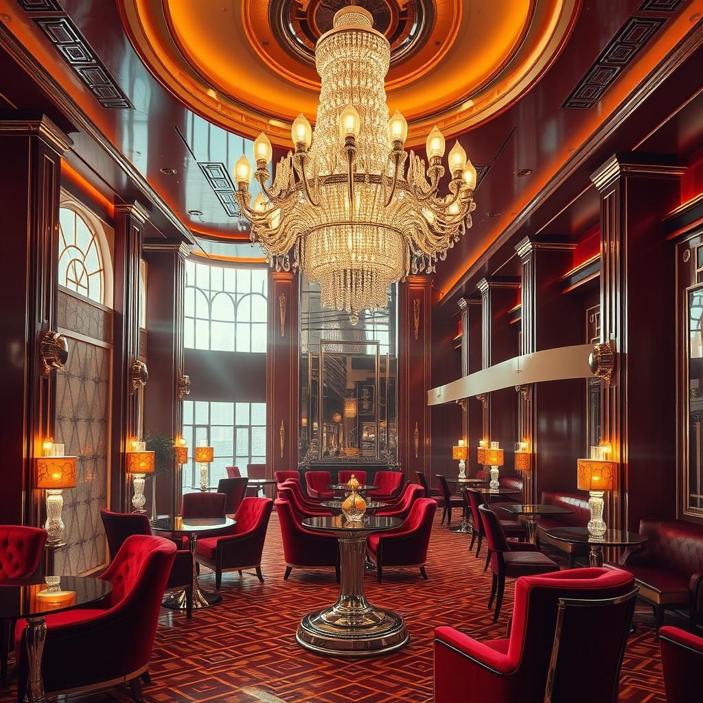 Luxurious Art Deco Lounge in Hyperrealism