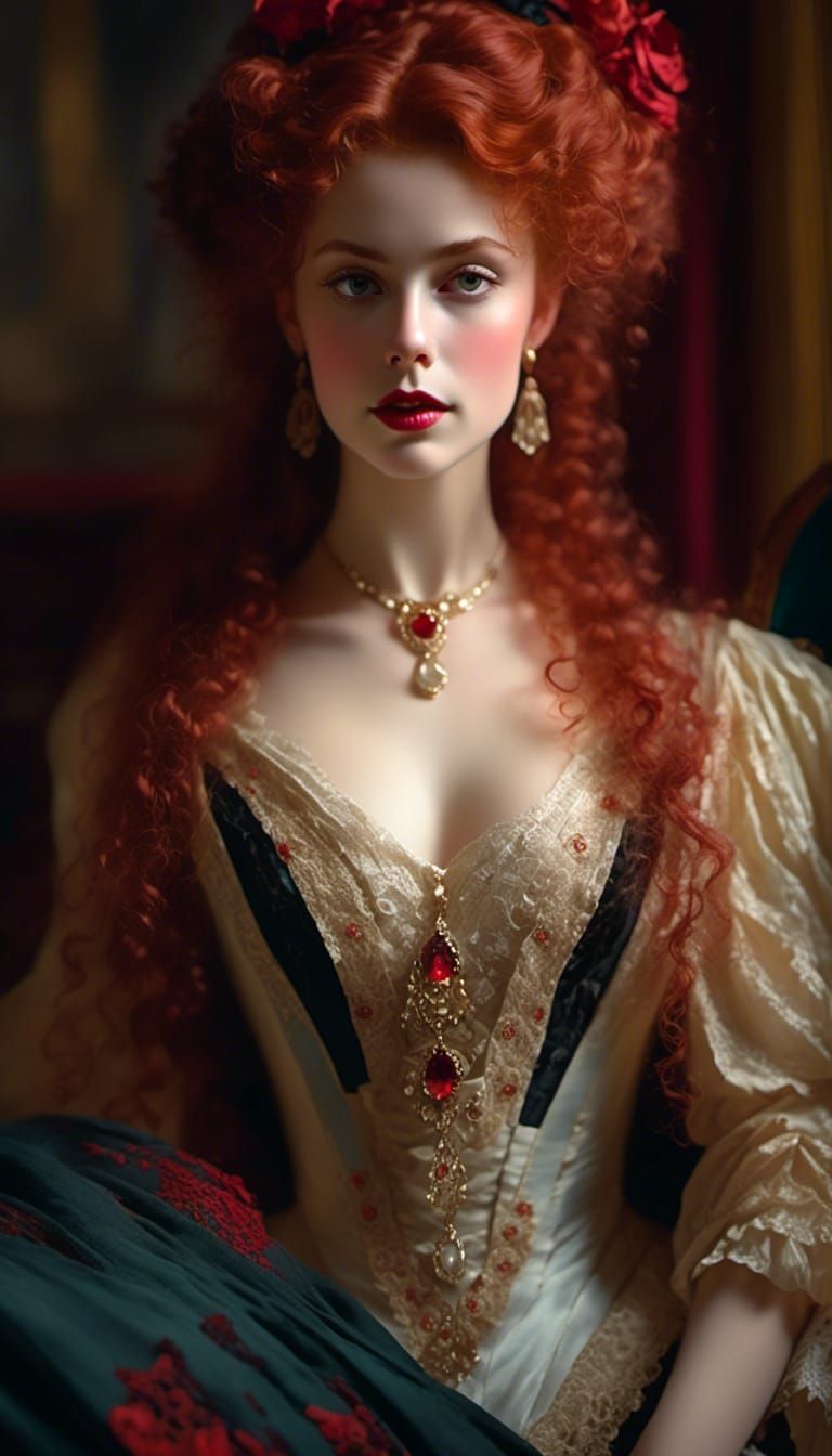 Victorian Vampire Mina Harker in Dreamy Vignettes Style