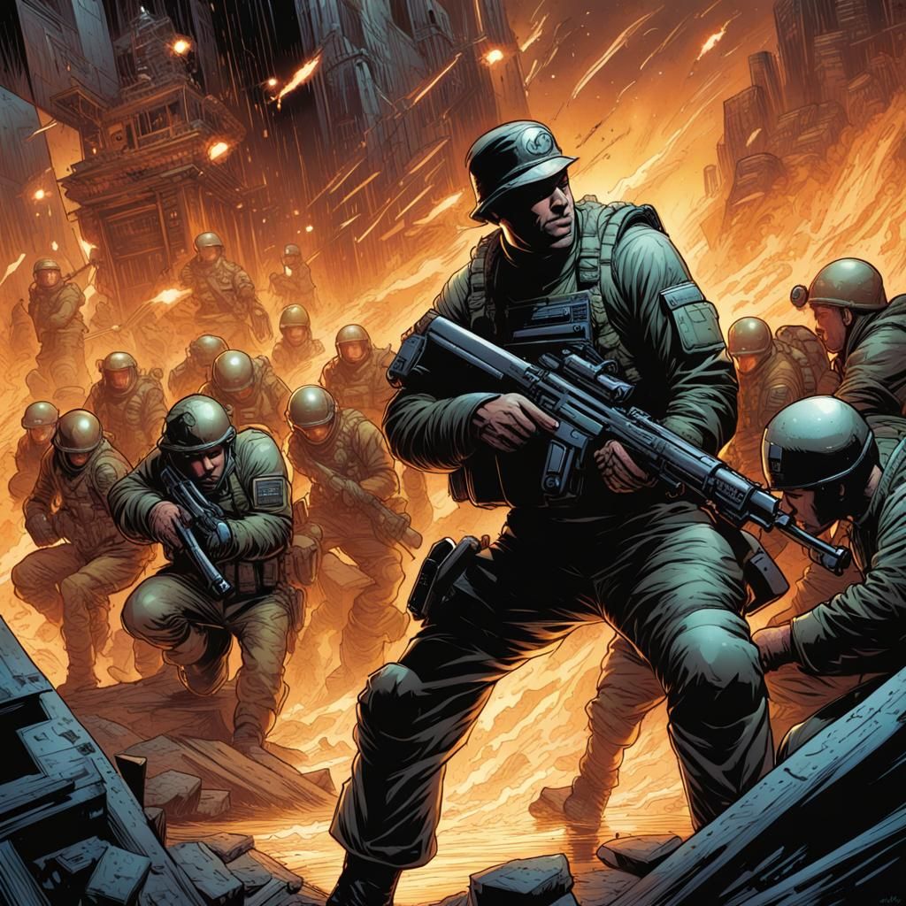Army in Comic Book Art Style