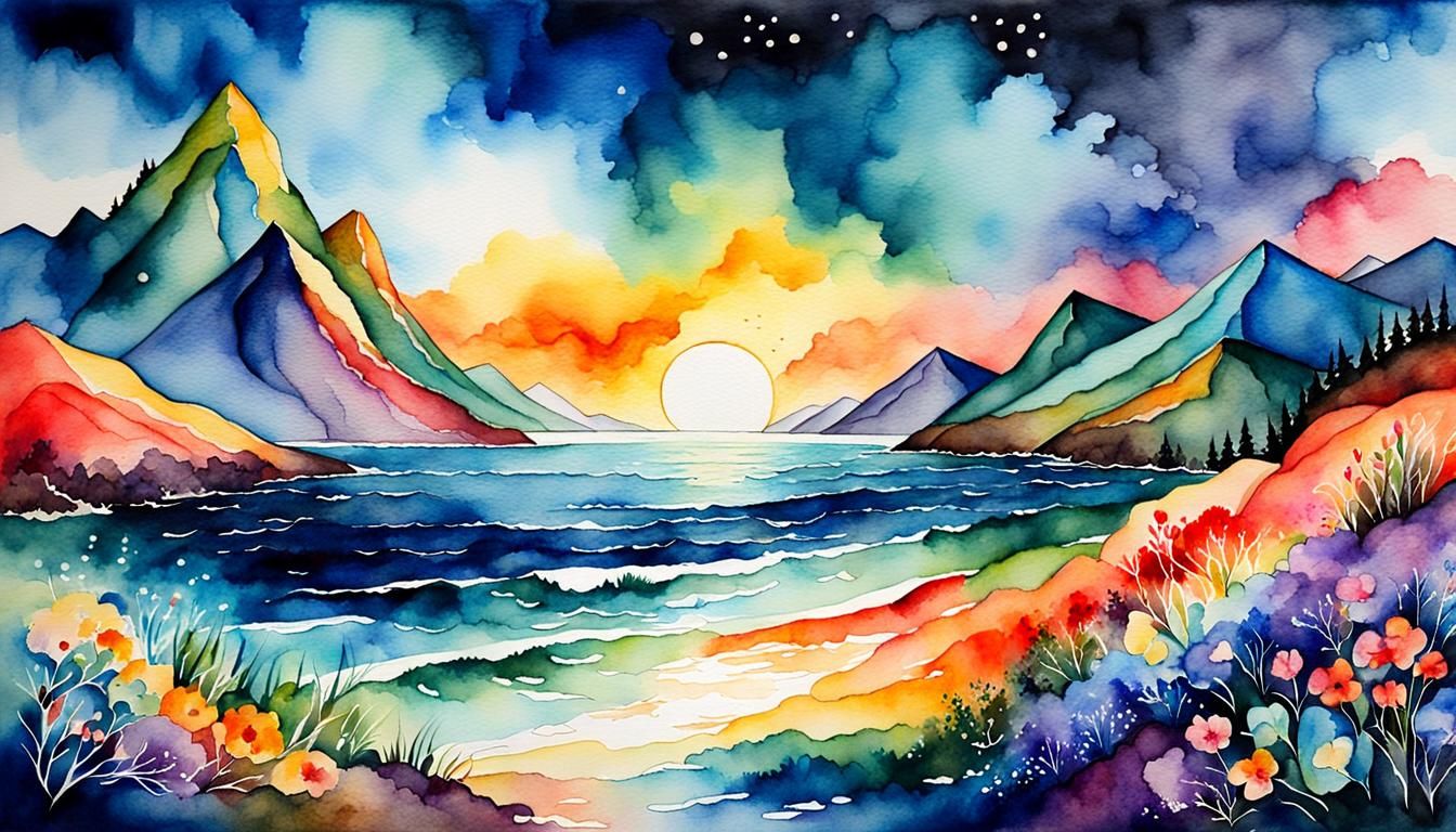 Expressive Watercolor Landscape Exploring the Mind