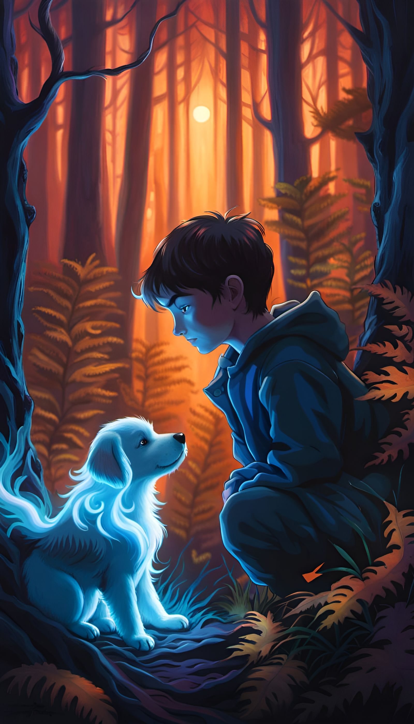 Detailed Fantasy Landscape with Boy's Shoe and Puppy