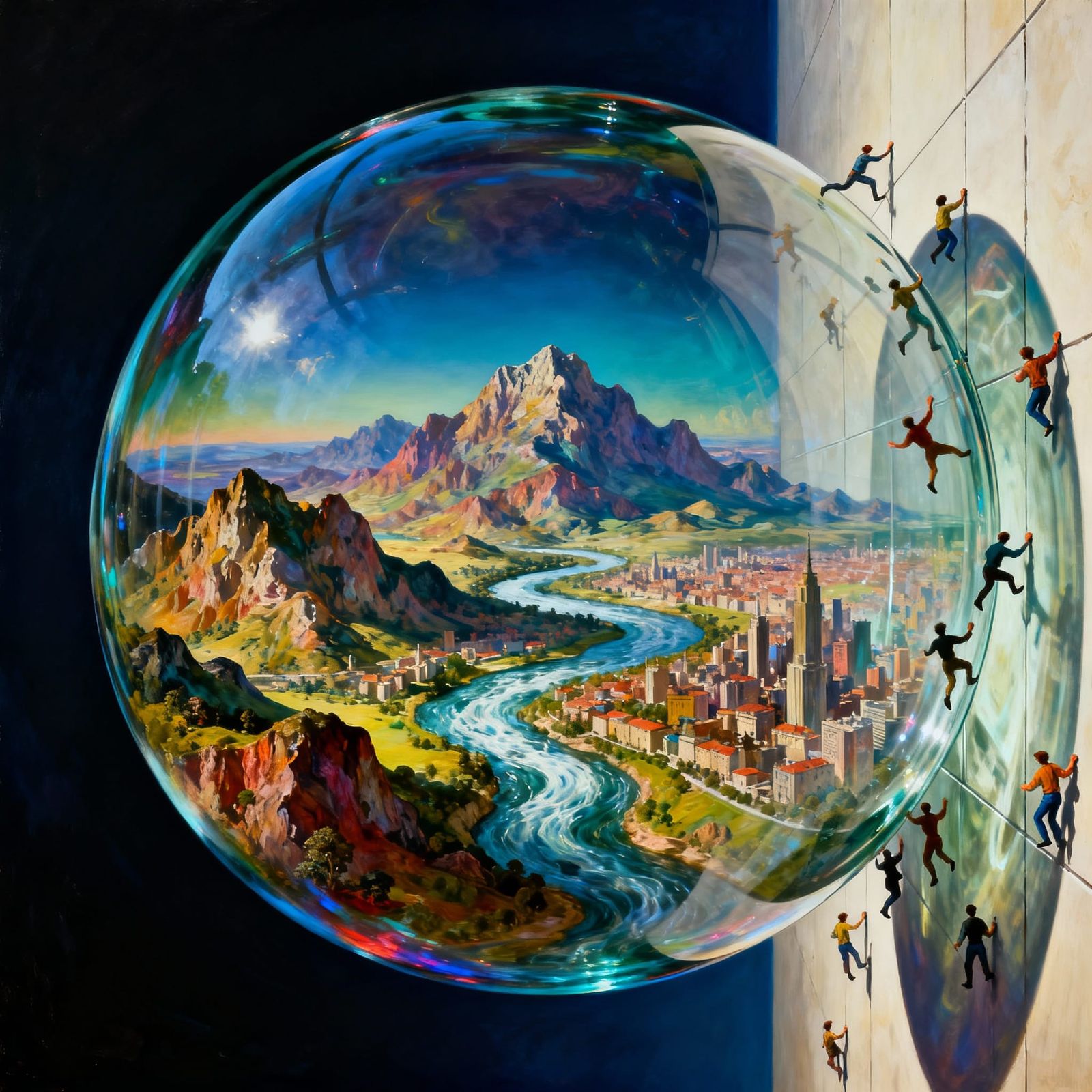 Surreal Miniature World Trapped in Glass Sphere