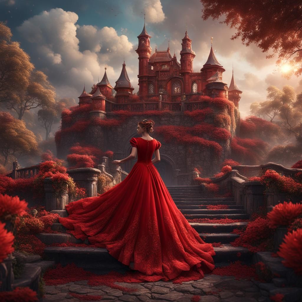Woman in Red Dress: Fantasy Concept Art