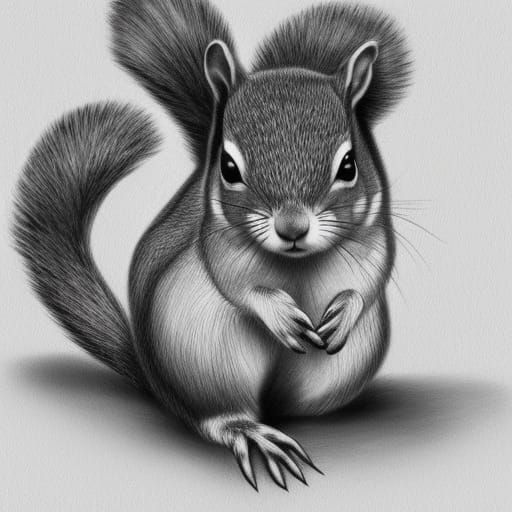 Anime Squirrel Pencil Drawing Inspired by Kuvshinov