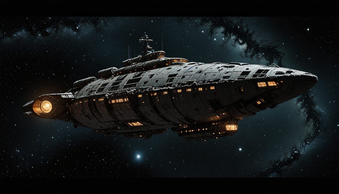 Derelict Spaceship in Deep Space with a Single Light