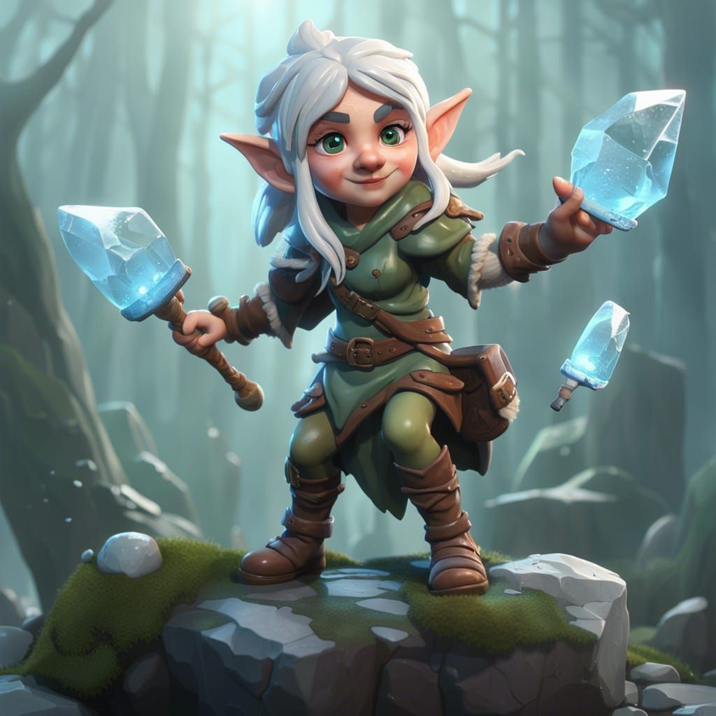 Gnome Druid Casts Ice Knife: Dungeons and Dragons Scene