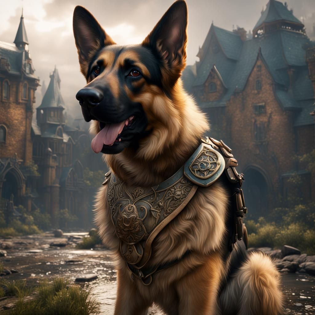 Detailed German Shepherd Matte Painting