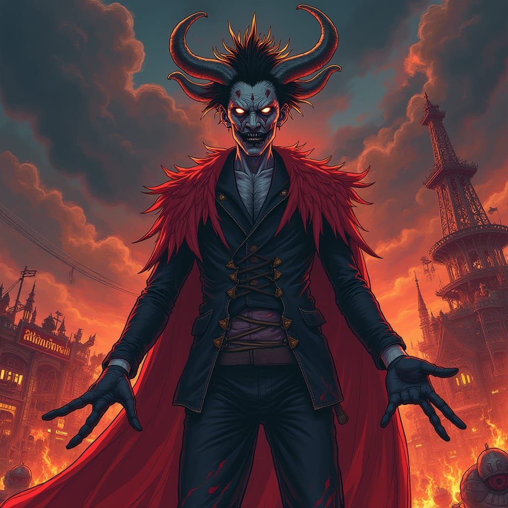 Sukuna, King of Curses, in Gothic Anime Hellscape