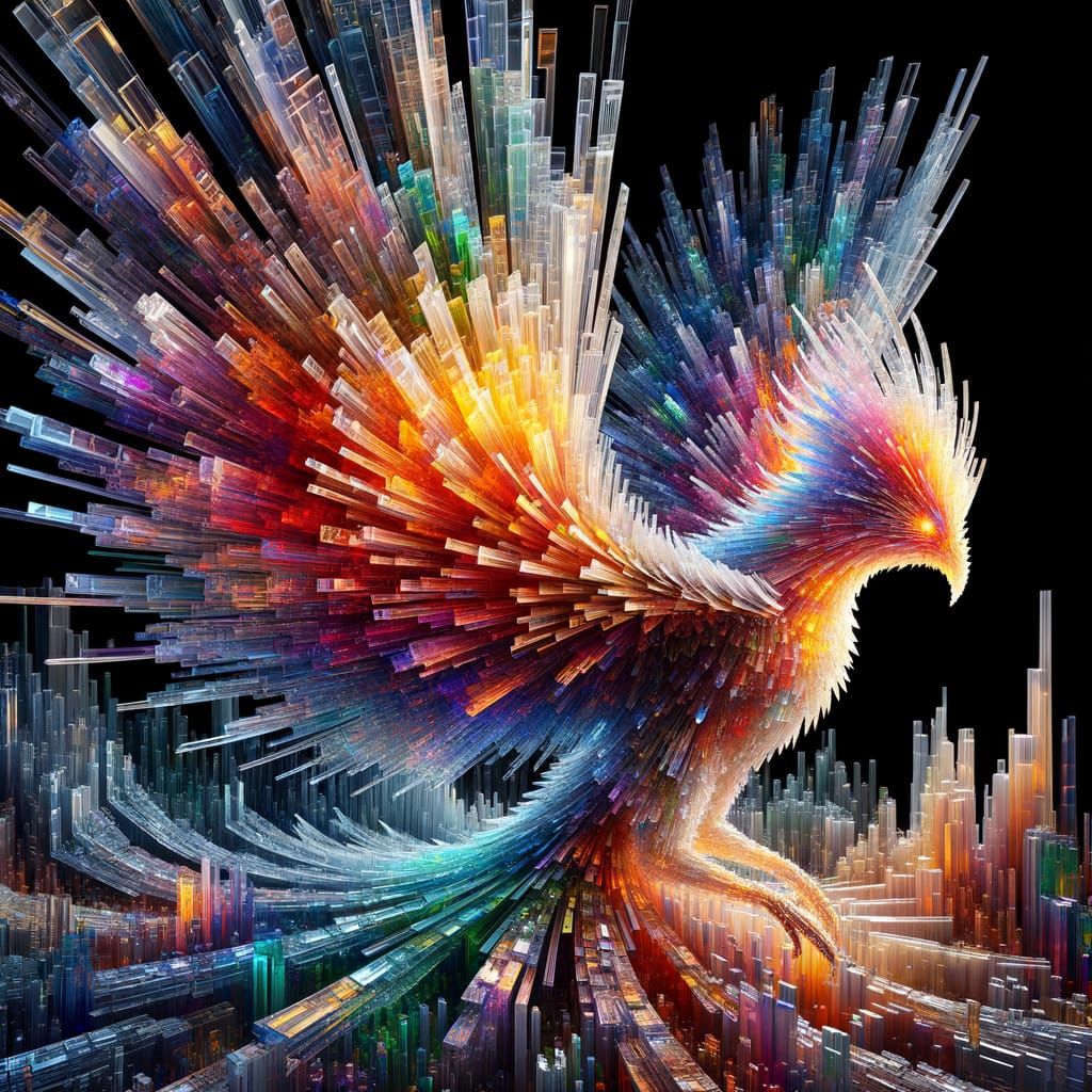 Prismatic Phoenix: A Symphony of Crystalline Light