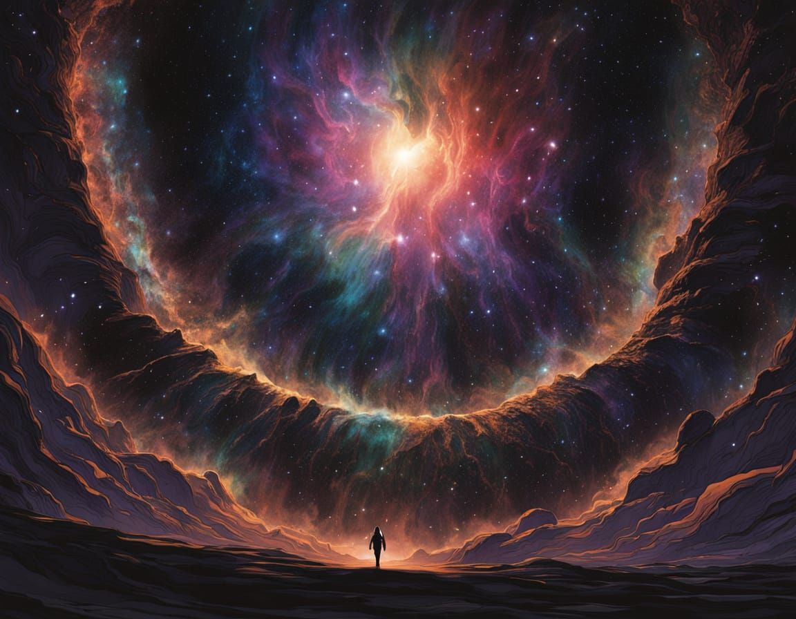 Cosmic Stardust Woman in Dramatic Shadow | Dark Fantasy Art