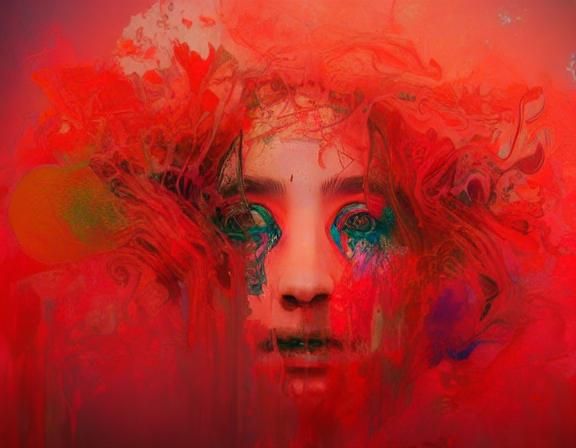 Woman in Space Portrait with Swirling Text