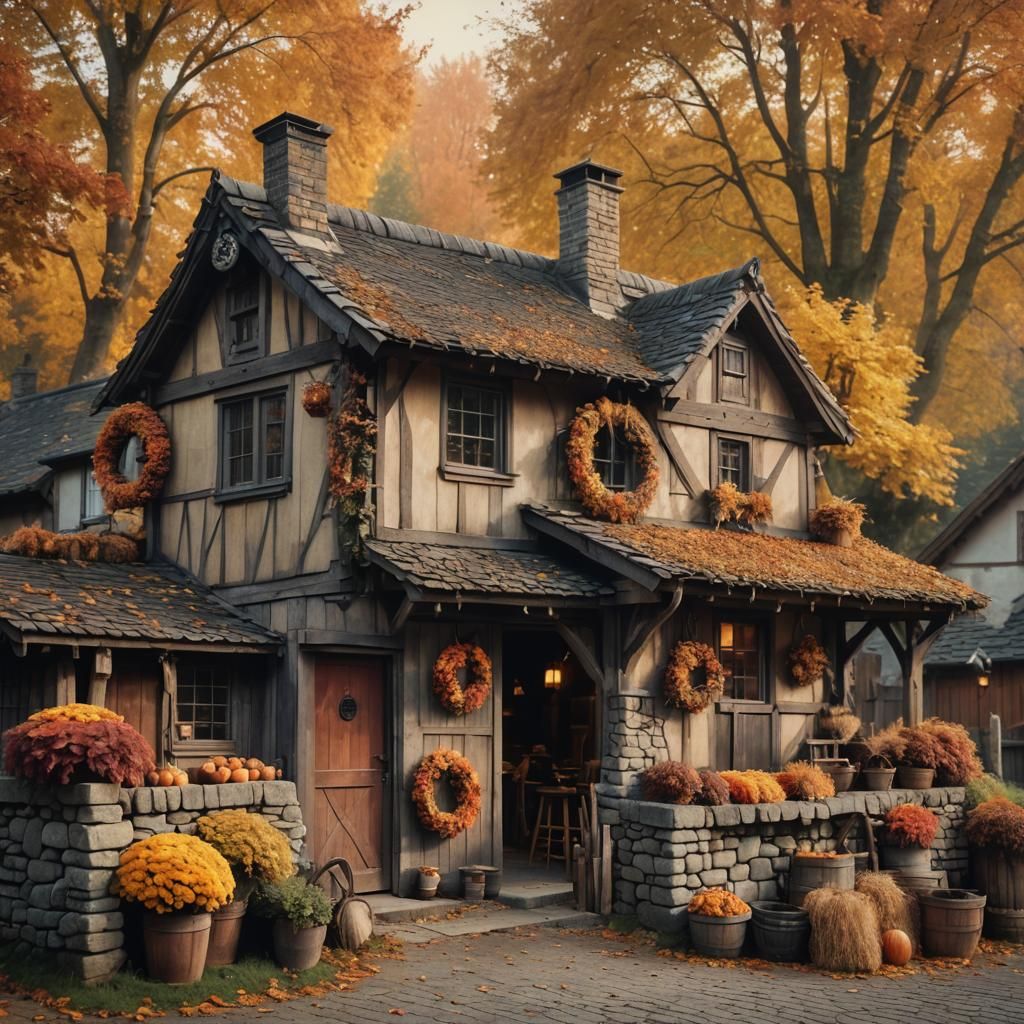 Fantasy Blacksmith Shop in Autumn: Rustic Photography