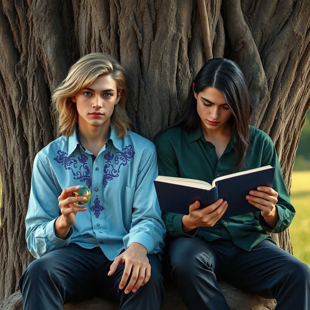 Men by Tree in Ornate Artgerm Style