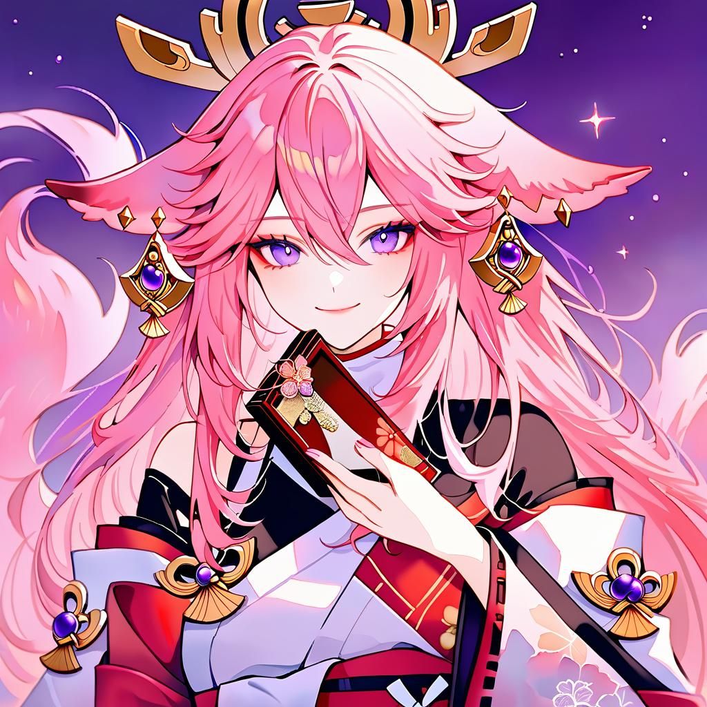 Yae Miko in Watercolor Kimono with Jewelry Box