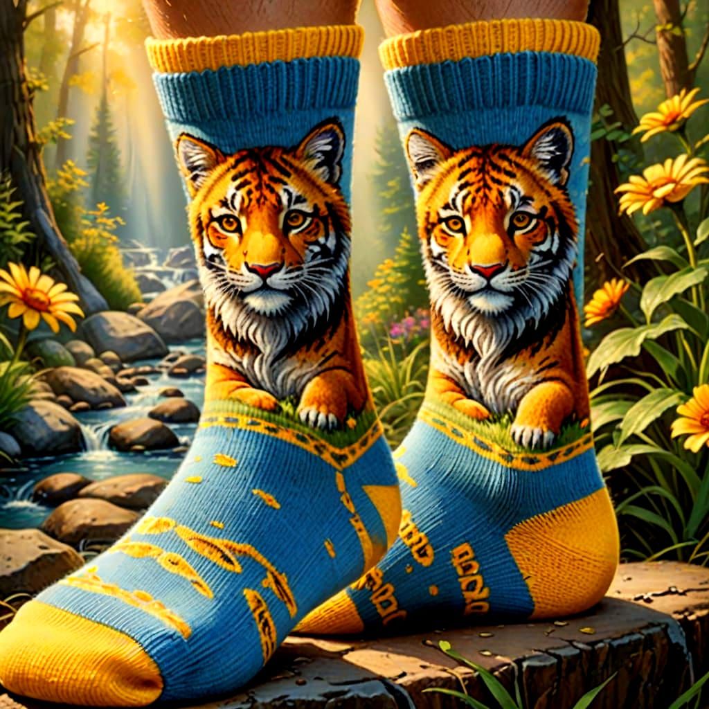Animal Face Socks in Kinkade Style
