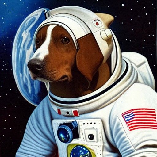 Dog Astronaut in Oil Painting Style