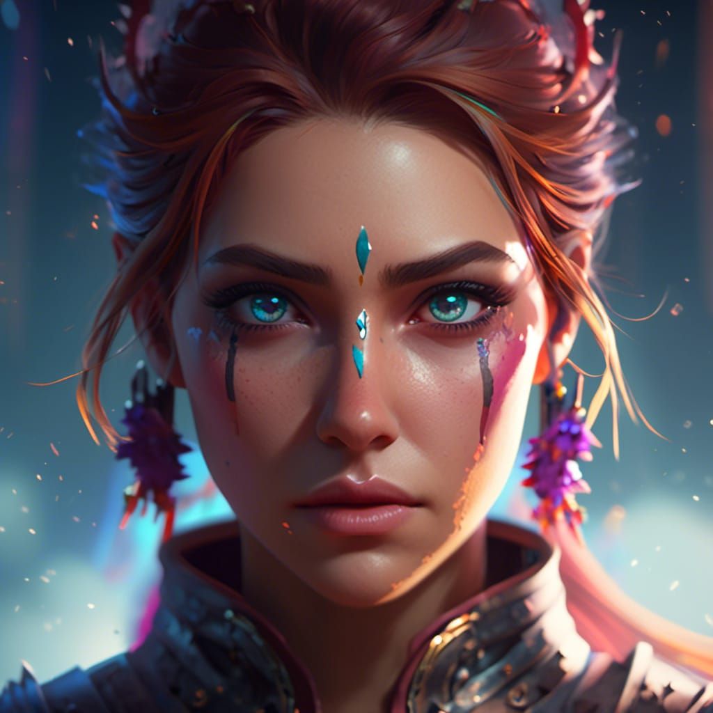 Battle Ready Warrior Portrait in Art Nouveau Style