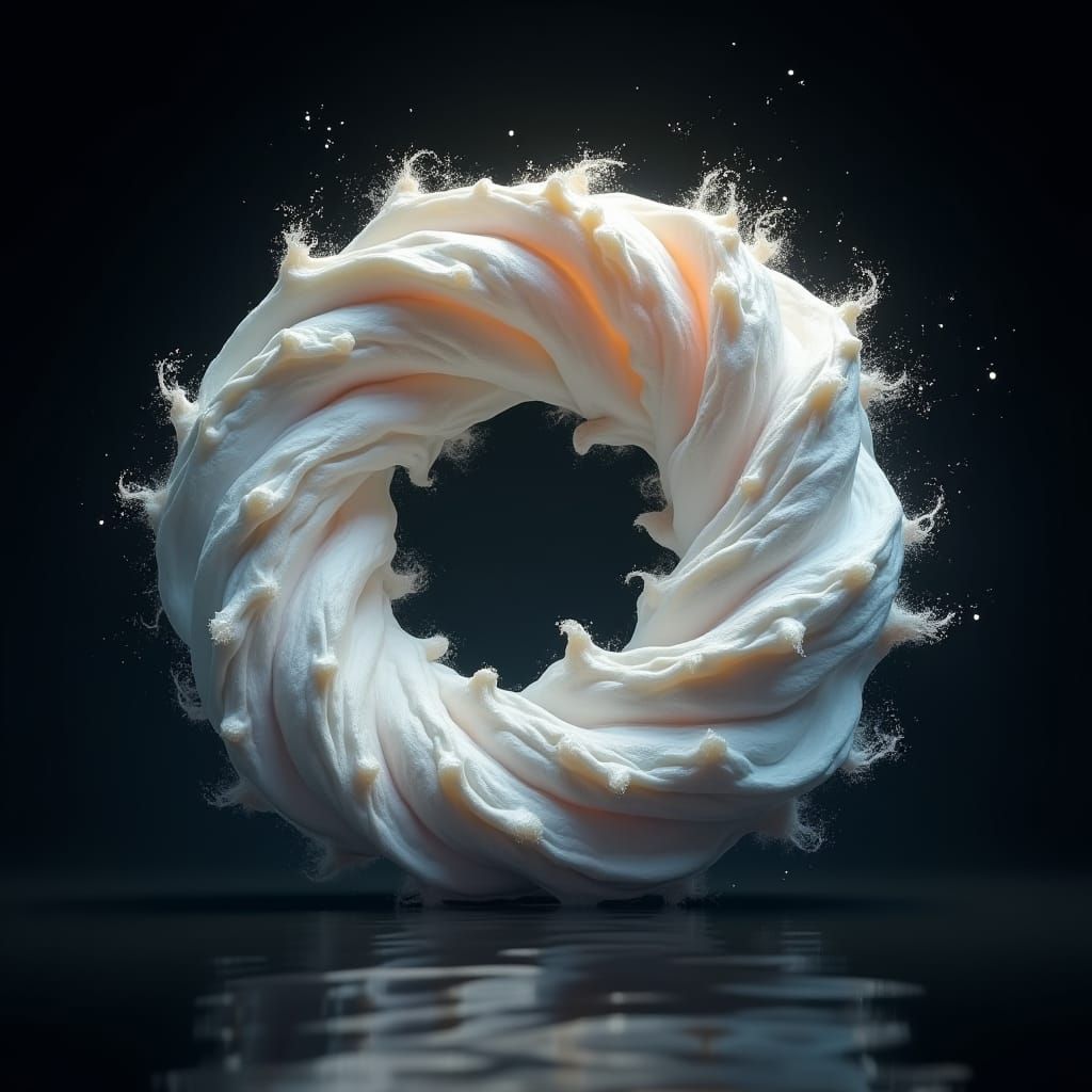 Iridescent Swirling Vortex Against Black Background as Matte...