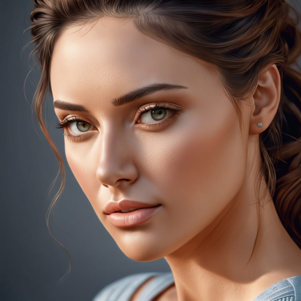 Pensive Woman in Photorealistic Portrait