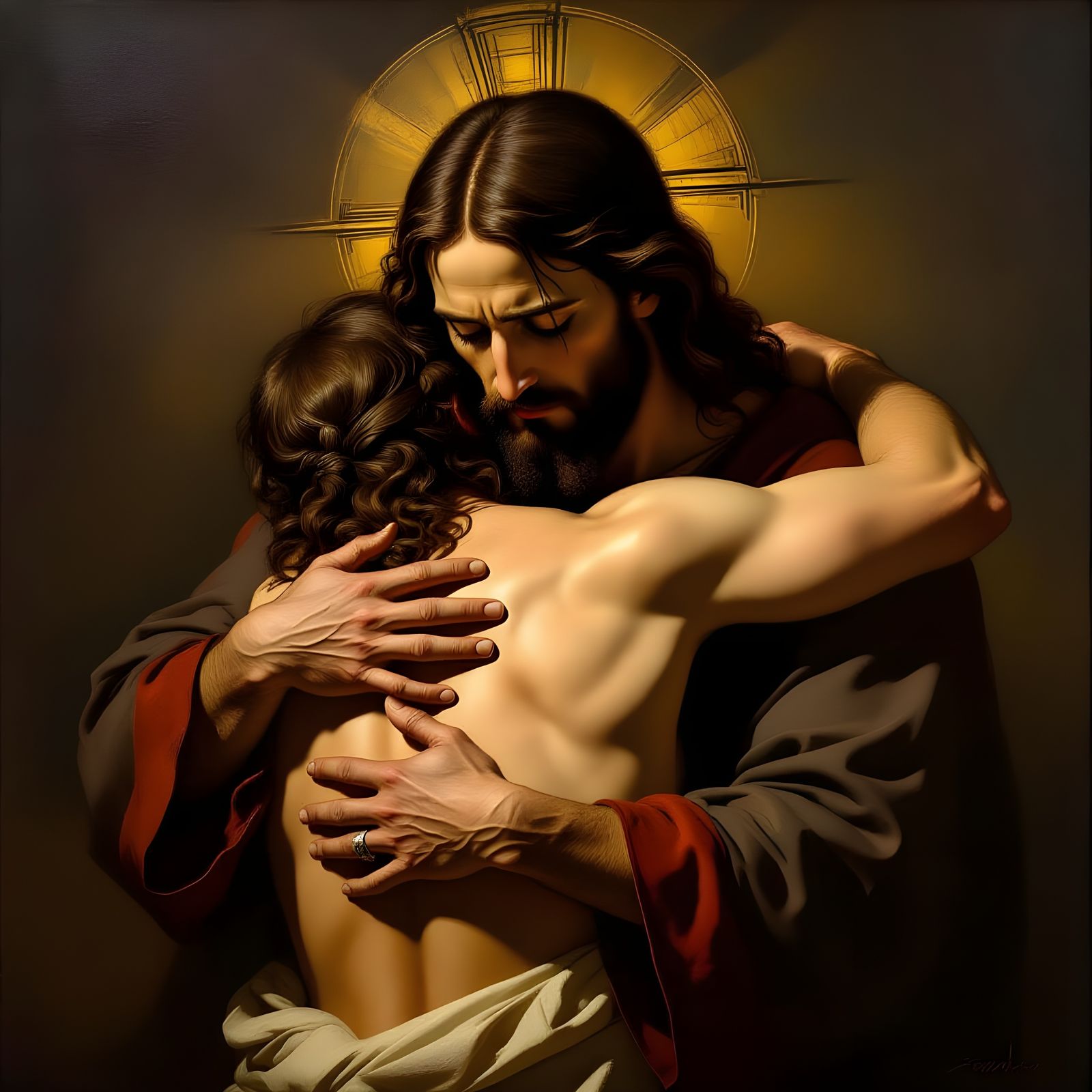 Jesus Christ Offers Solace to Humanity in Renaissance Style