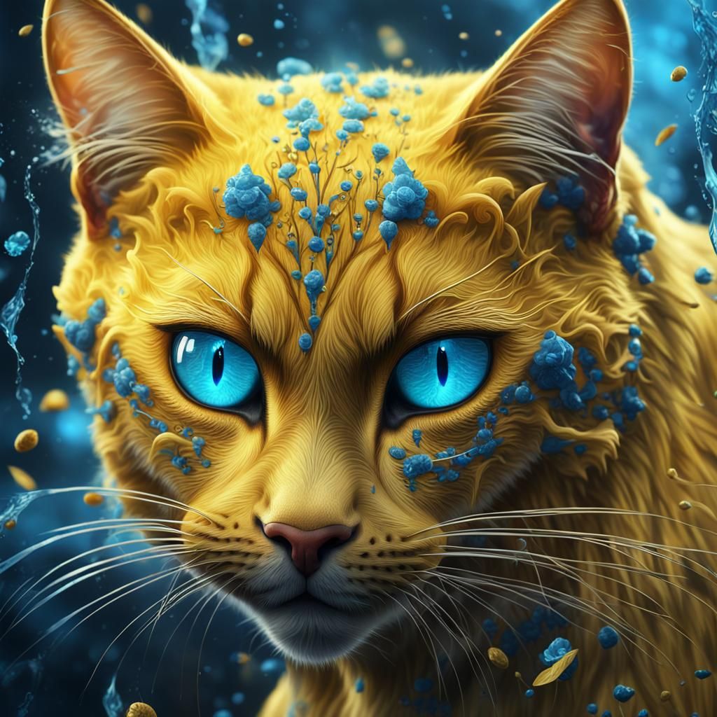 Yellow Cat with Blue Eyes: Fantasy Concept Art
