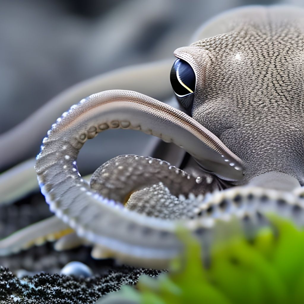 Adorable Gray Octopus in Full Color, 4K Photo