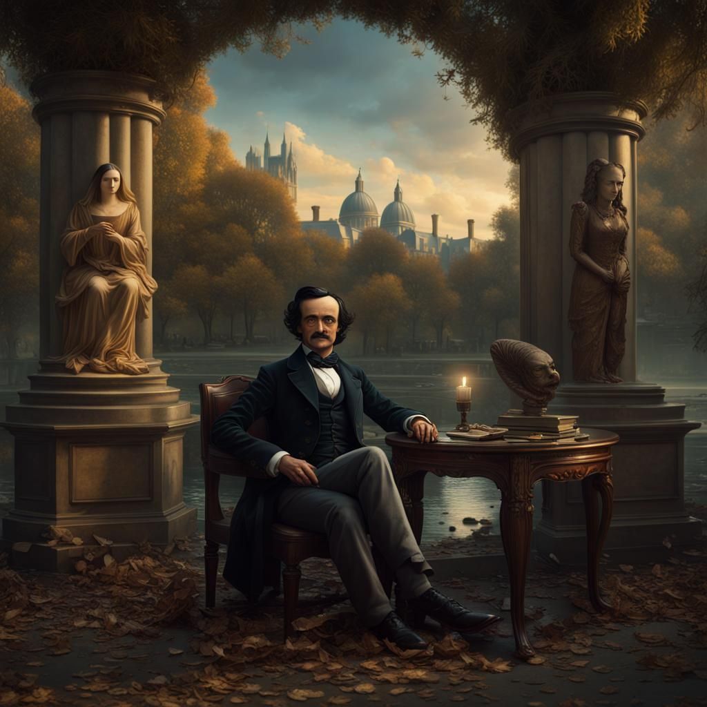 Poe and Mona Lisa: Detailed Matte Painting