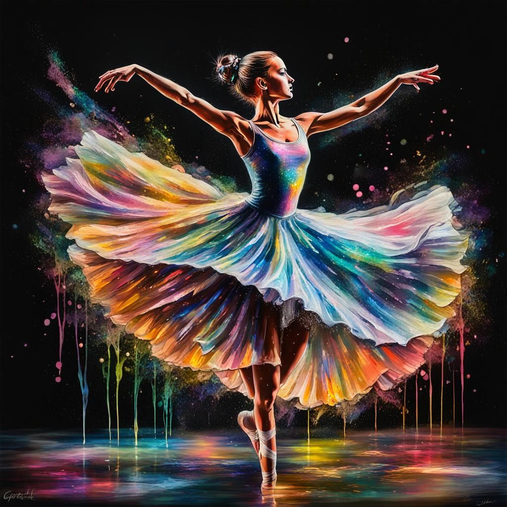 Ballerina Dancing in Holographic Wind: Graffiti Art