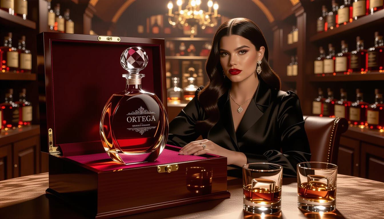 Crystal Whiskey Bottle in a Mahogany Box