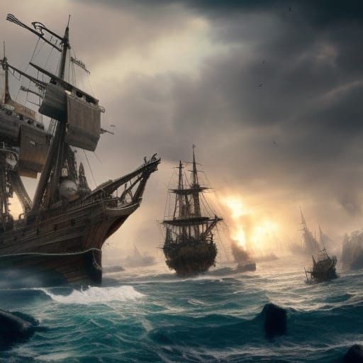 Epic Wooden Battleships: Digital Matte Painting