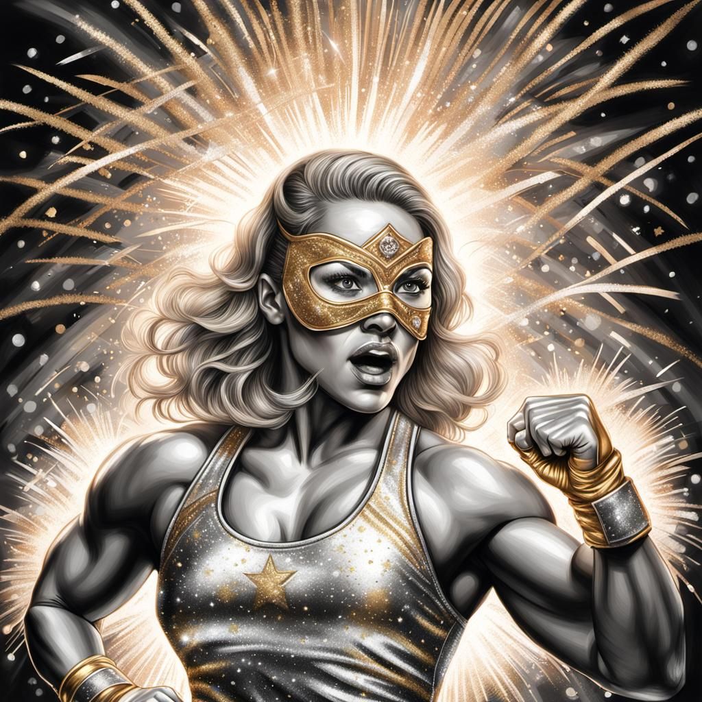Gold and Silver Portrait of a Wrestler