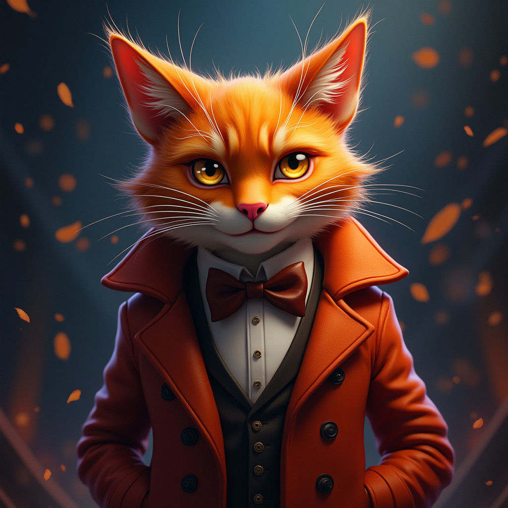 Orange Cat as Debonair Nobleman in Fantasy Art Style