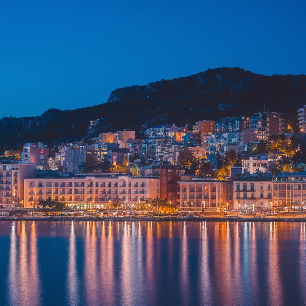 City by the Sea at Night