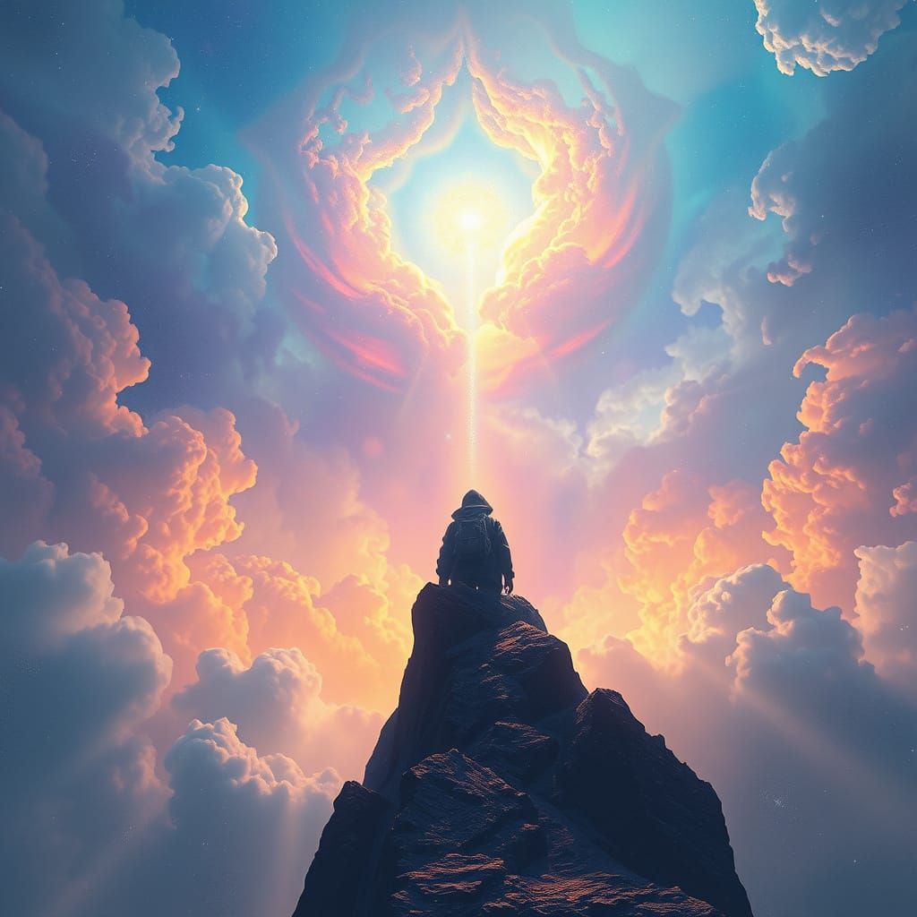 Ascending into the Mystical Realm in a Dreamscape of Swirlin...