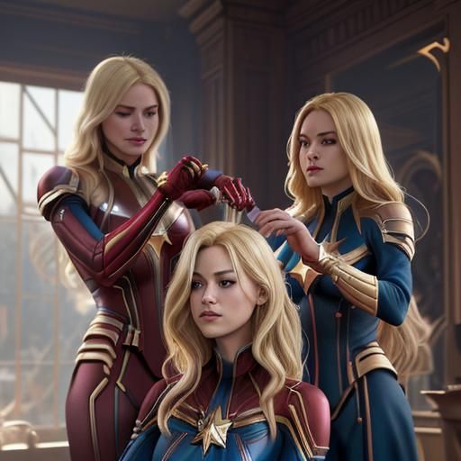 Blonde Haired Character Getting Headshave, Detailed Matte Pa...