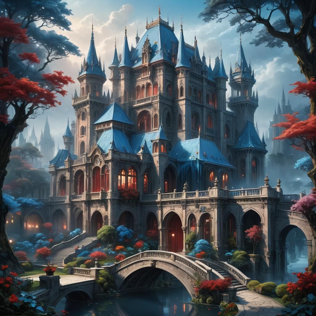 Majestic Palace Divided by Light and Darkness