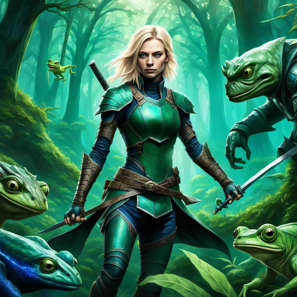 Ninja Warrior and Alien Battle in Mystic Forest