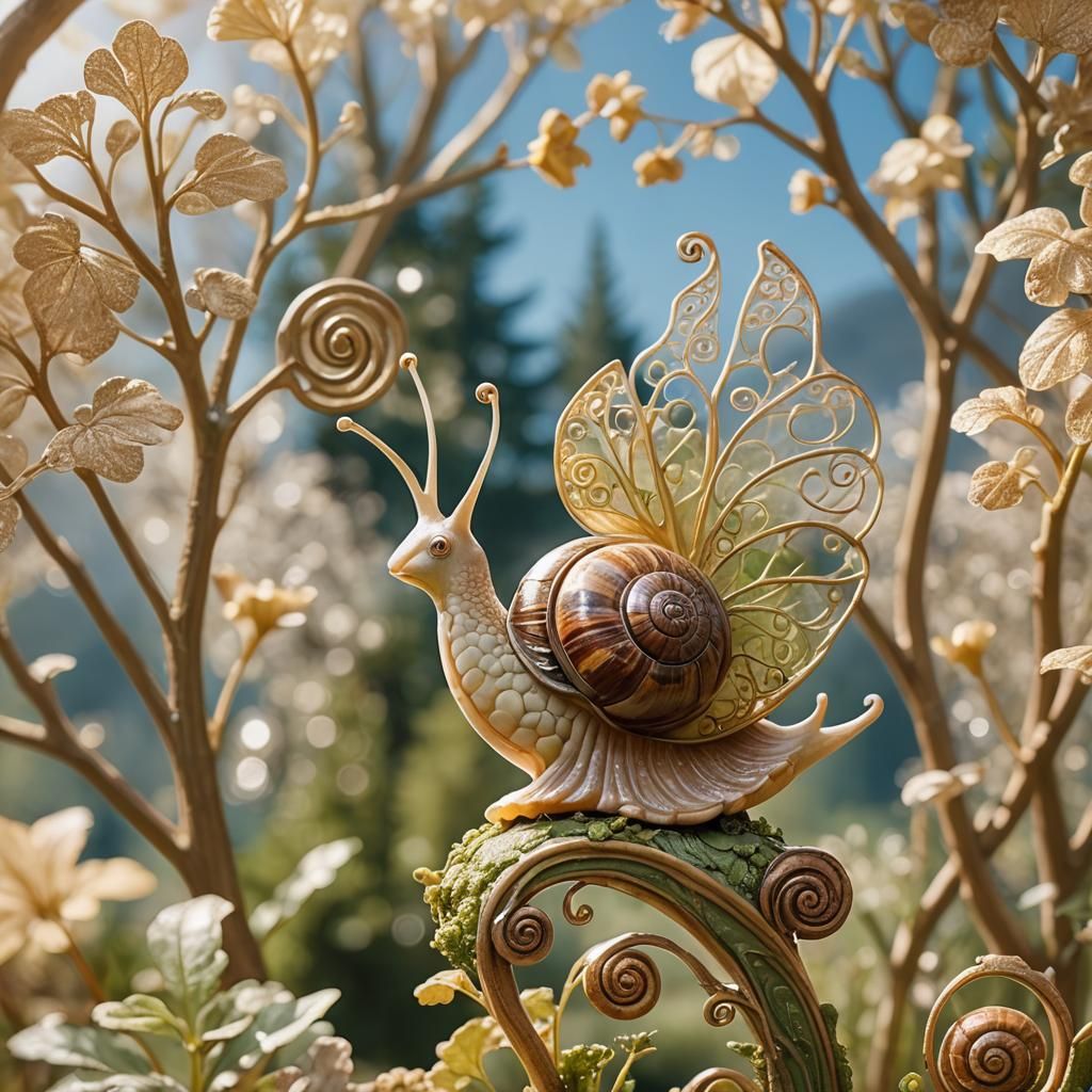 Art Nouveau Snail Fairy Macro Photograph