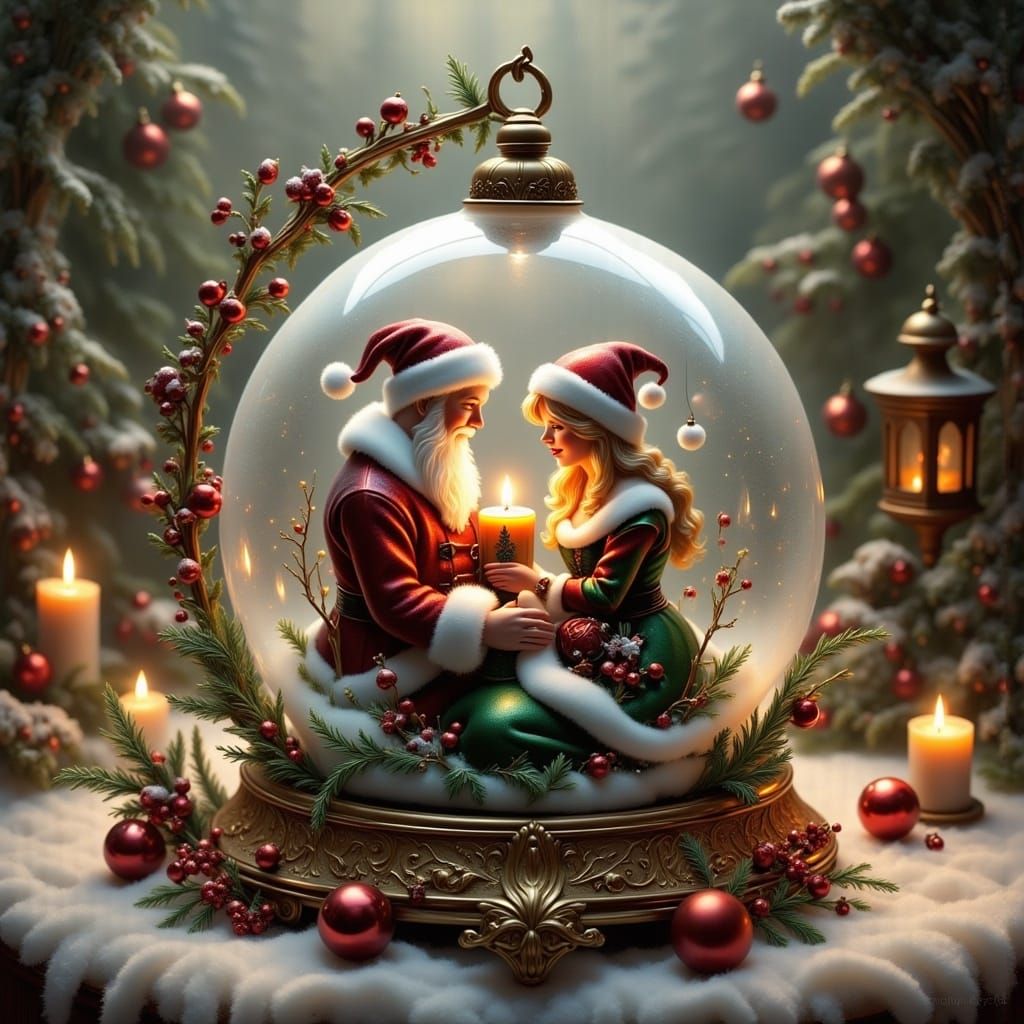 Steampunk Santa and Mrs. Claus in Whimsical Christmas Orname...