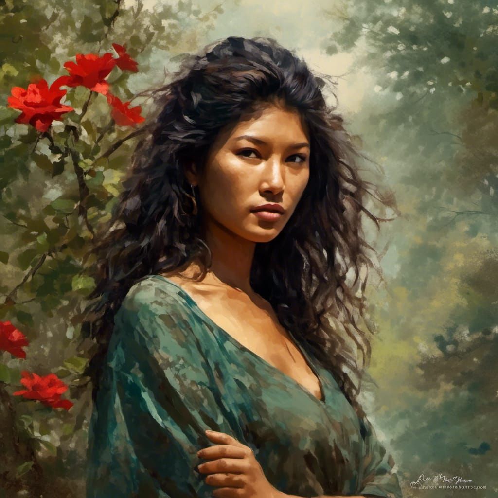 Glamorous Portrait of Chilean Woman in Fantasy Art Style