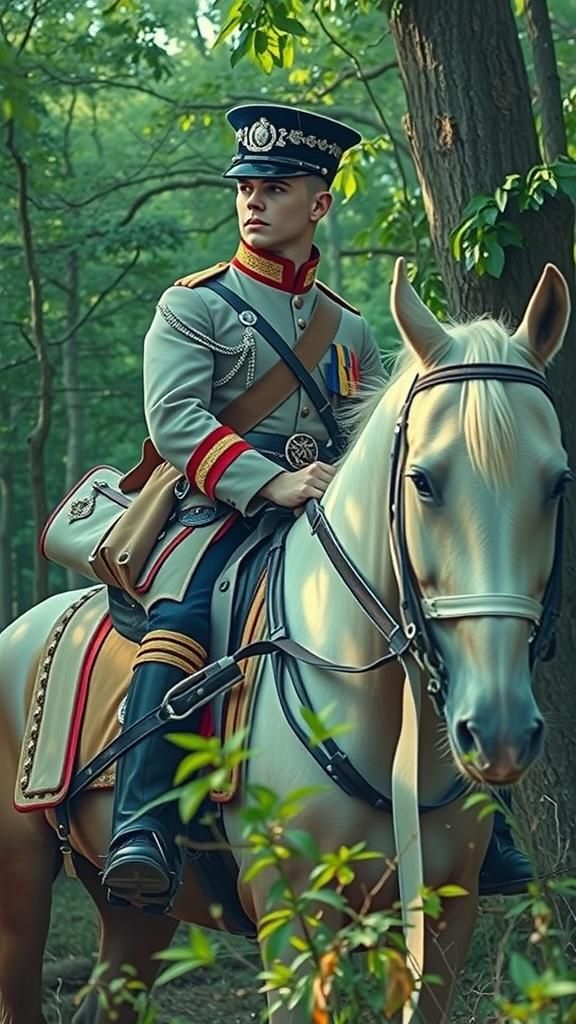 Soldier on Horseback in Vivid, Volumetric Lighting