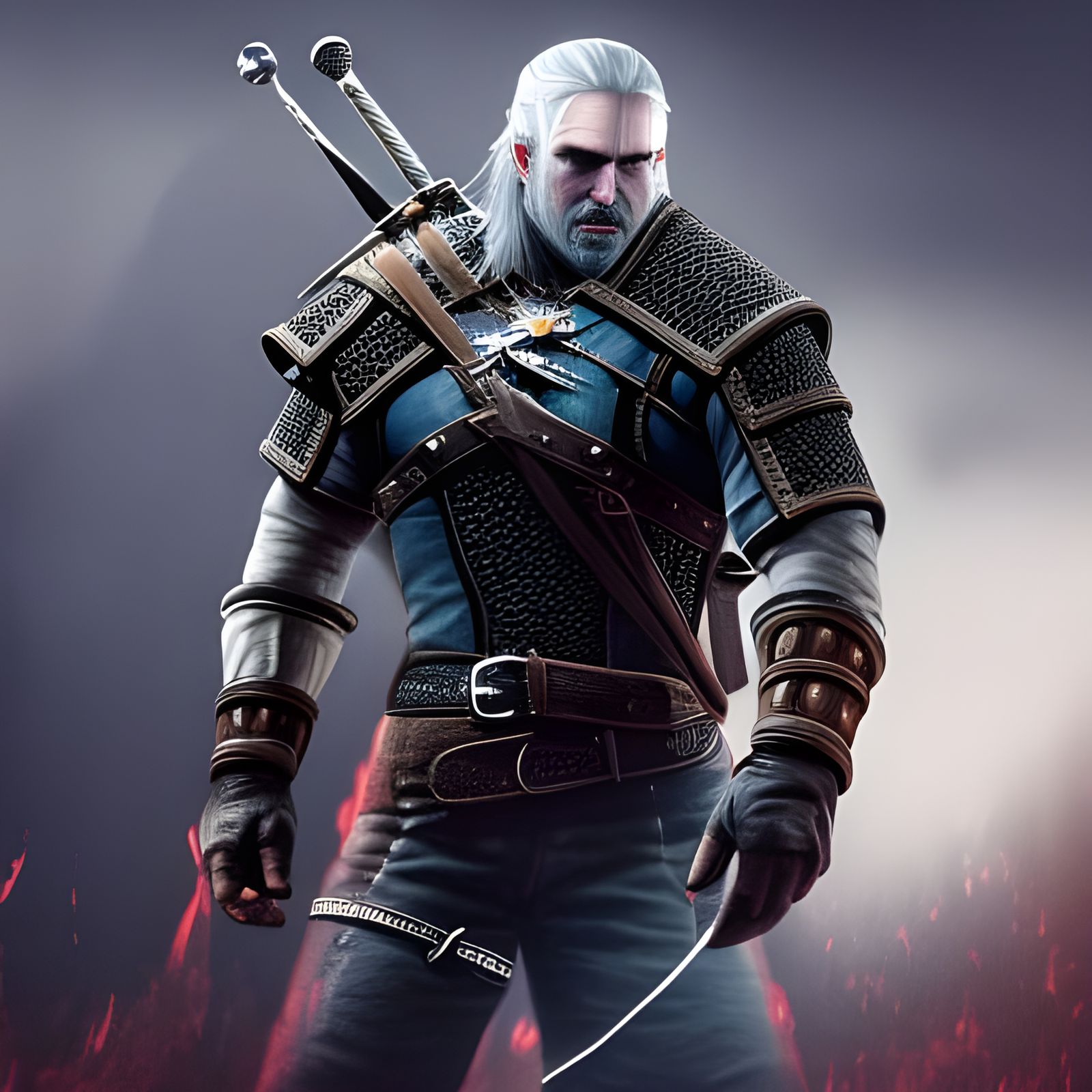 Sinister Witcher Monster in Dark Fantasy Style
