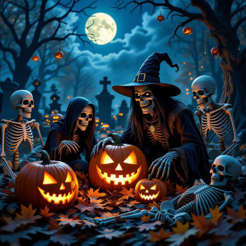 Ghoulish Harvest Festival in a Graveyard
