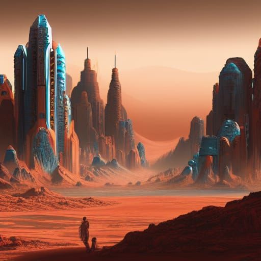 Futuristic City on Mars in Digital Art